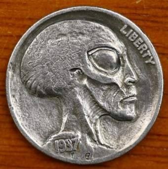 Carved hobo nickel example