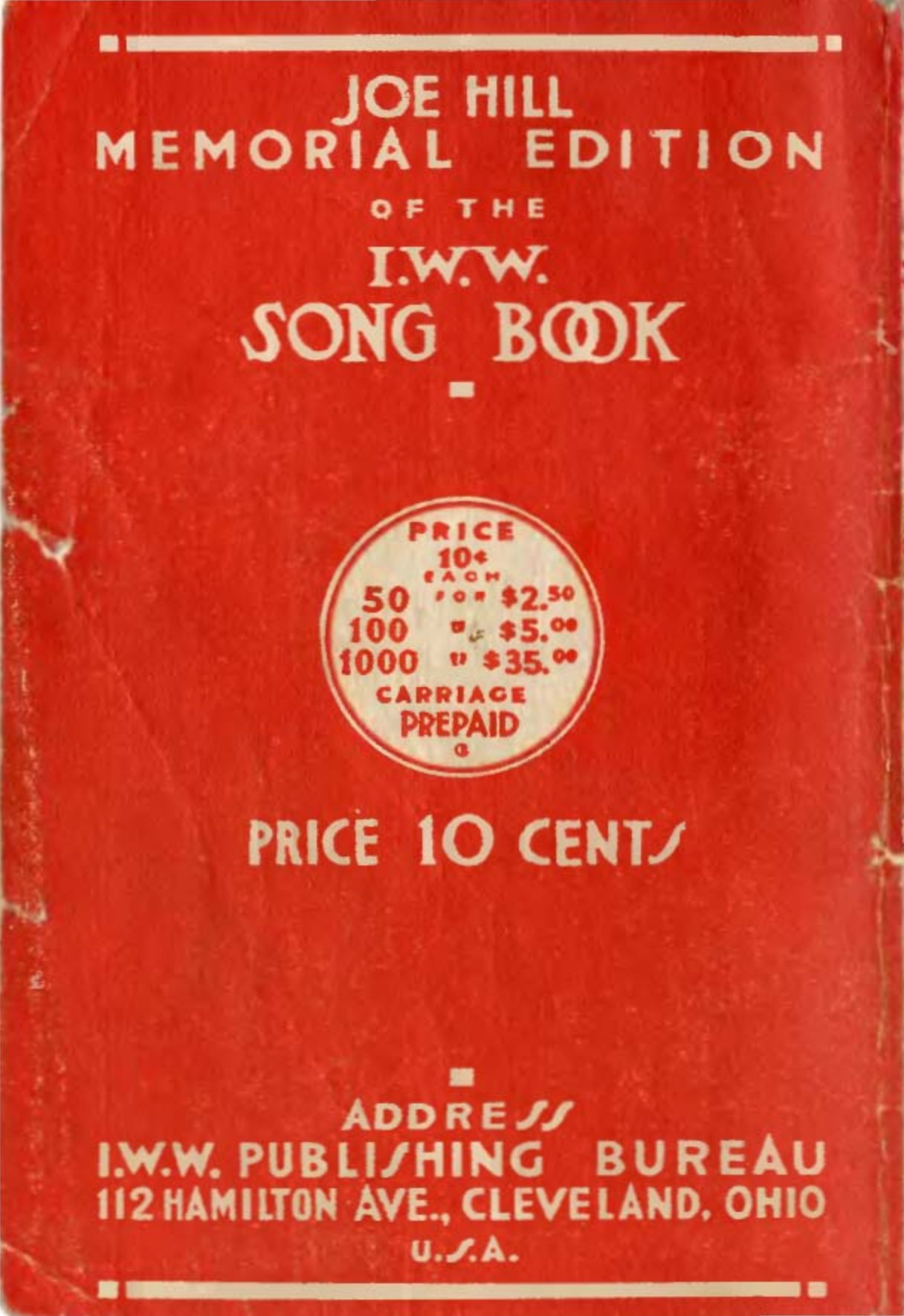 Songs of the Workers, 9th edition back cover