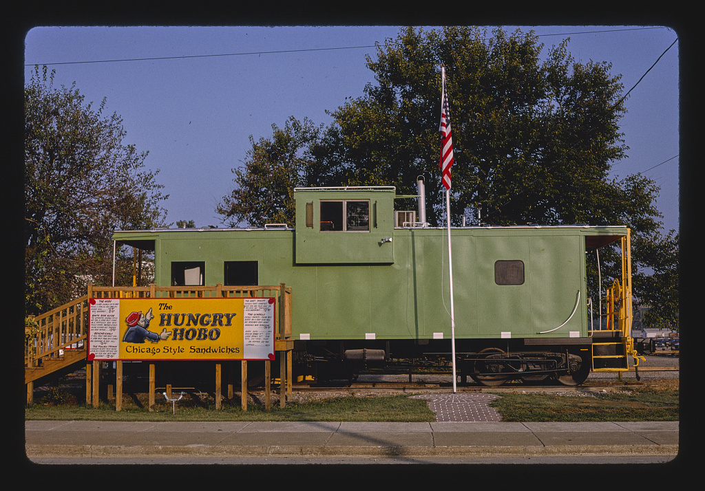 The Hungry Hobo café sign on Ferry Street, Metropolis, Illinois