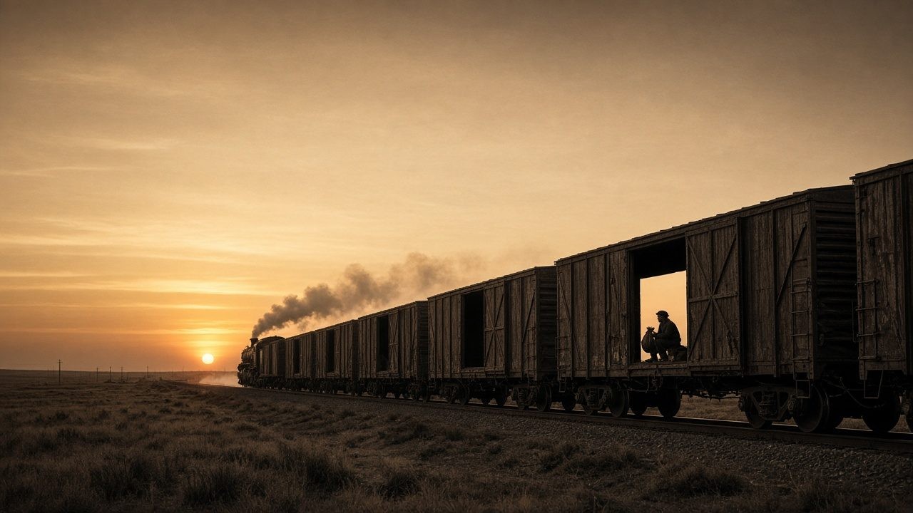 Freight at dusk