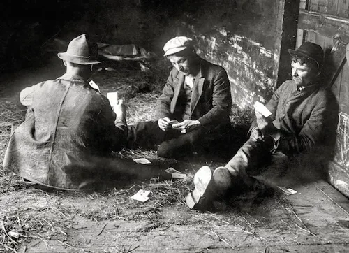 Hoboes playing cards